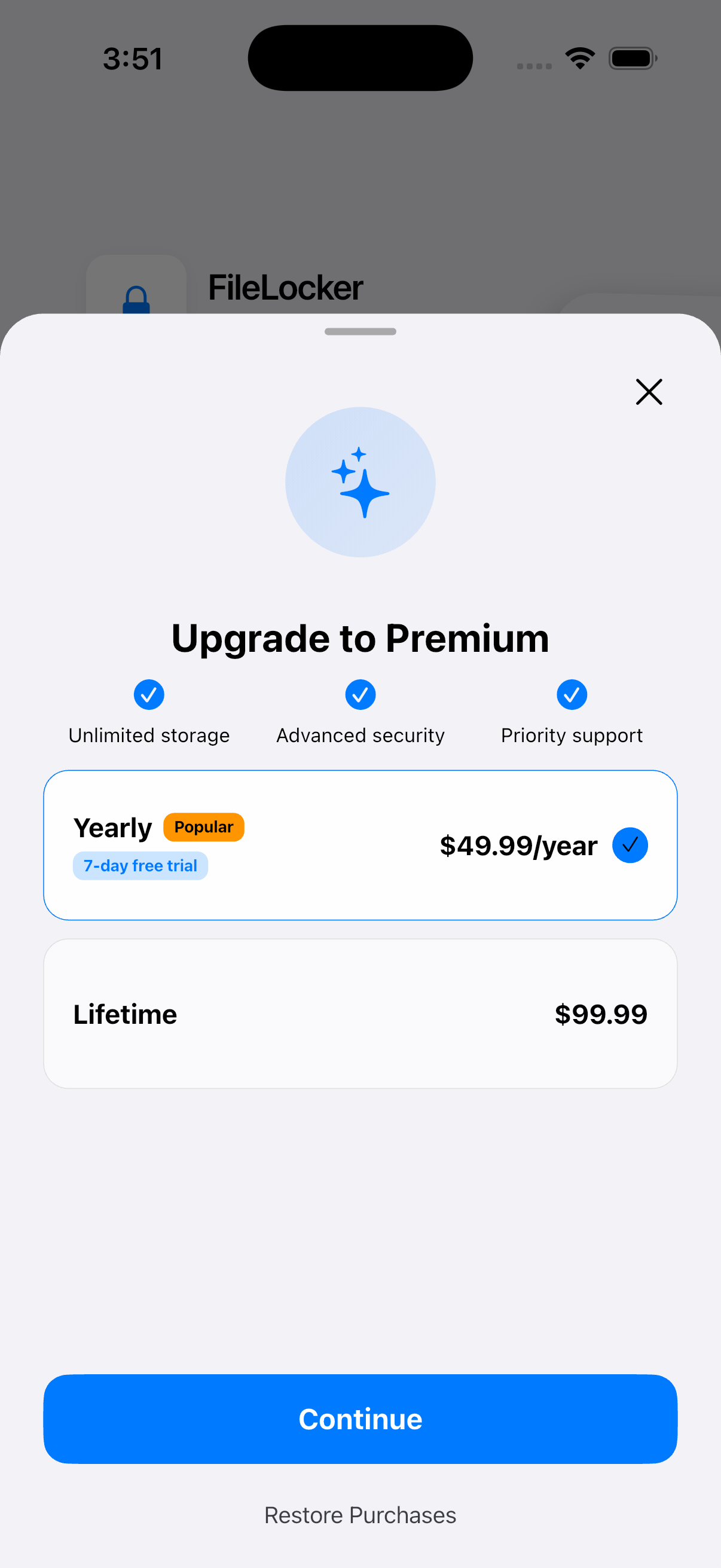 In App Purchase - Light Theme
